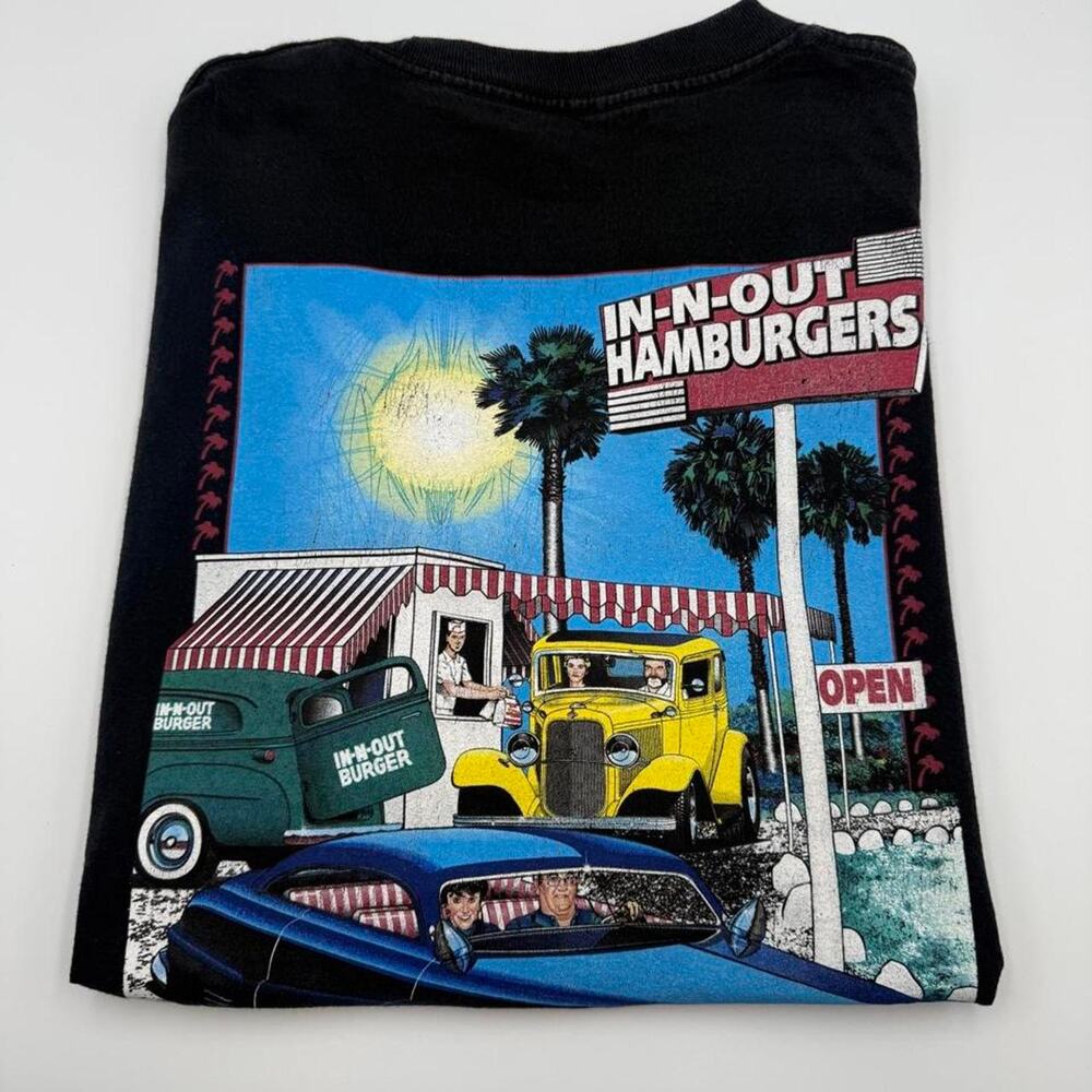 In N Out Burger Las Vegas Graphic Crew Neck T Shirt Men’s Size XL Black Cars